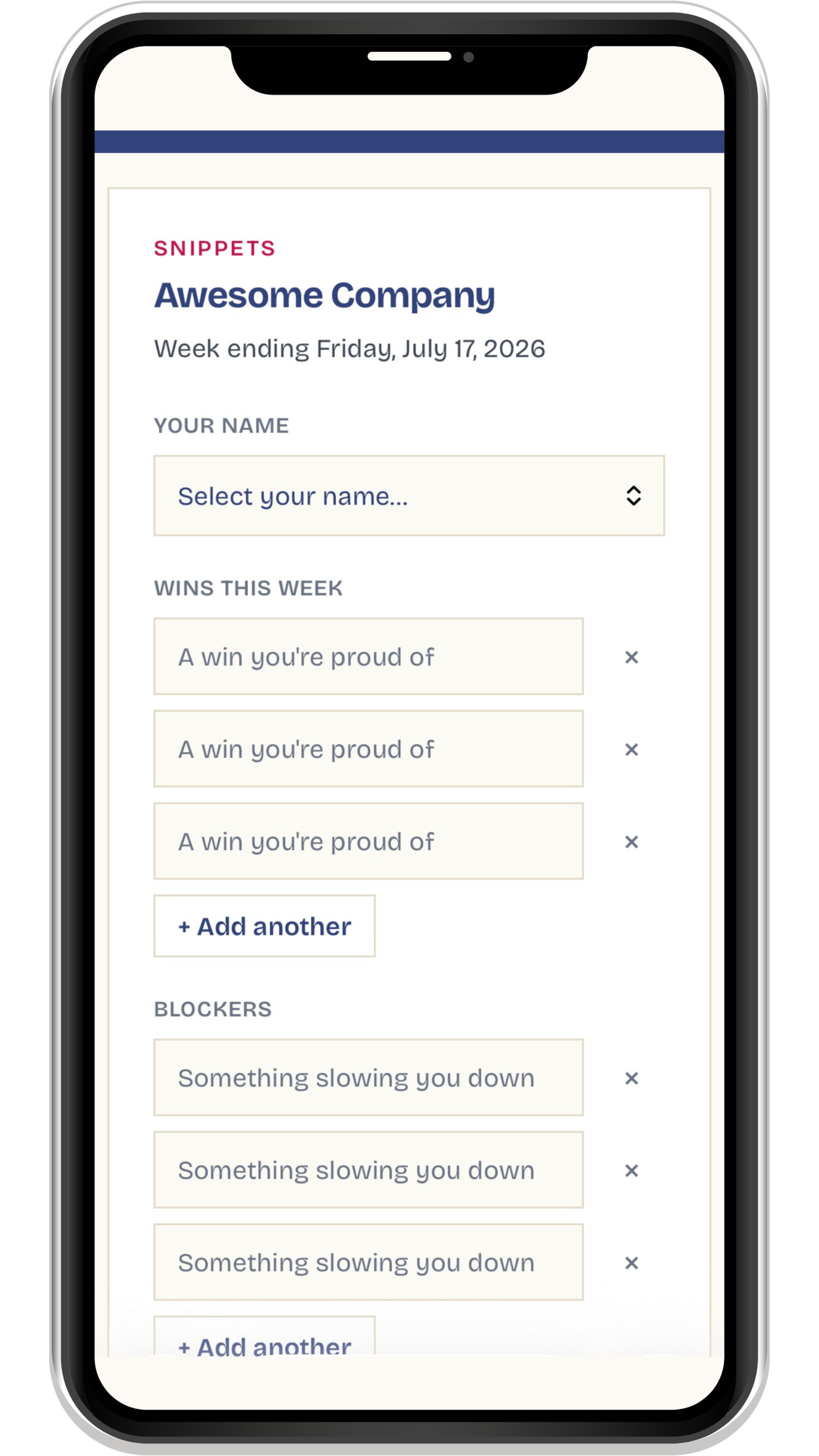 Snippets app - phone
